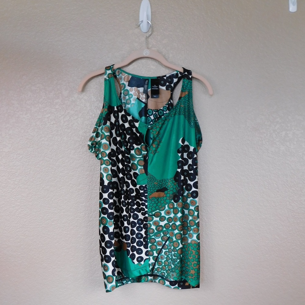 Bisou Bisou Green/Multi Print Sleeveless Top